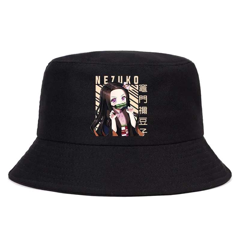 

Anime Demon Slayer Summer Hat Kamado Nezuko Printed Men women Panama bob Bucket hat Cap The Design Flat Visor Fisherman hat