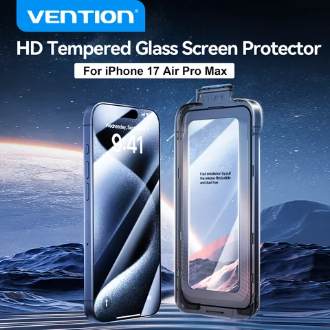 Закаленное стекло Vention HD для iPhone 17 Pro Max, защитные пленки для экрана воздуха с пленкой для инструментов автоматической установки без пыли