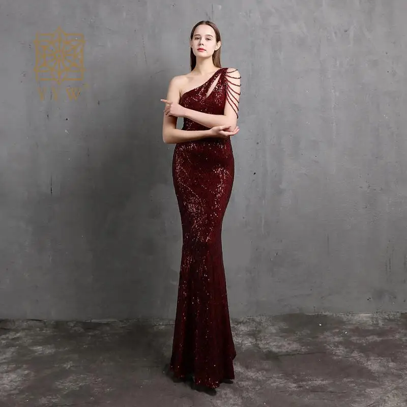 

Silver Sequin Mermaid Long Evening Dress One Shoulder Beads Elegant Women'S Dresses For Ceremonies 3xl 4xl Long Formal Dresses