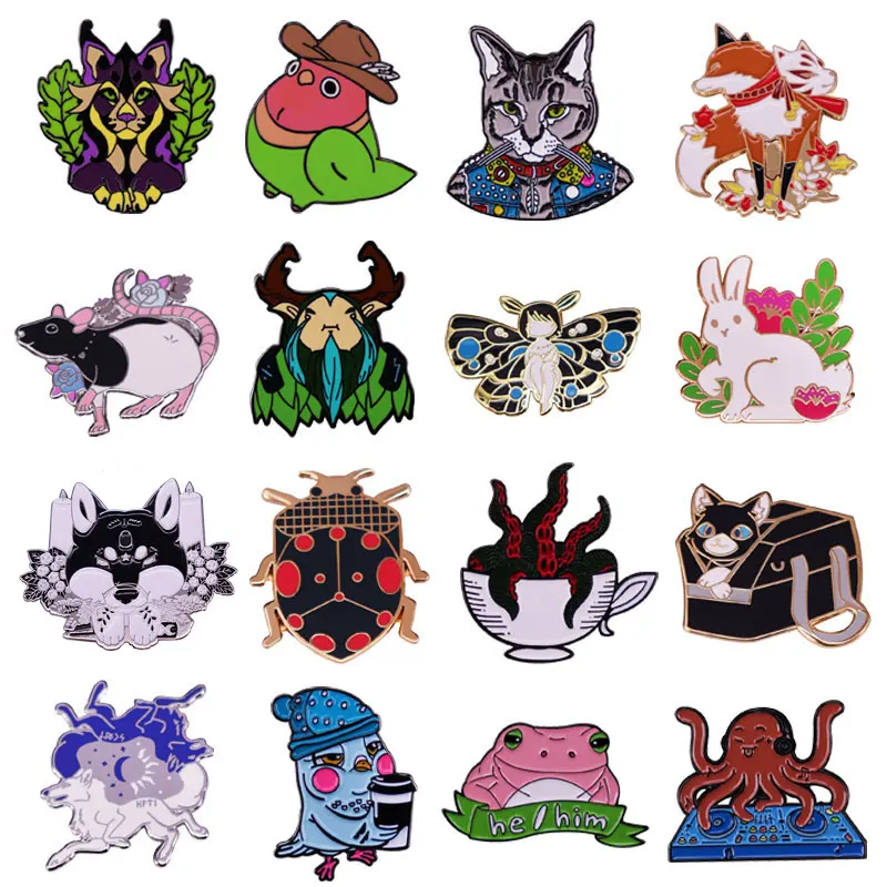 

Cute Small Animal Cartoon Metal Brooch Interesting Anime Enamel Pins Collecting Send Friend Fans Boutique Medal Gift Badges