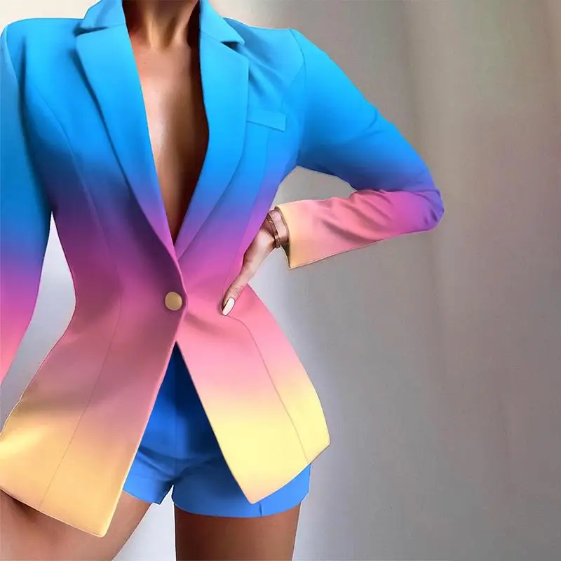 

Цветные блейзеры в стиле пэчворк VONDA 2022, женское элегантное офисное официальное пальто на пуговицах с длинным рукавом и лацканами, женская в...