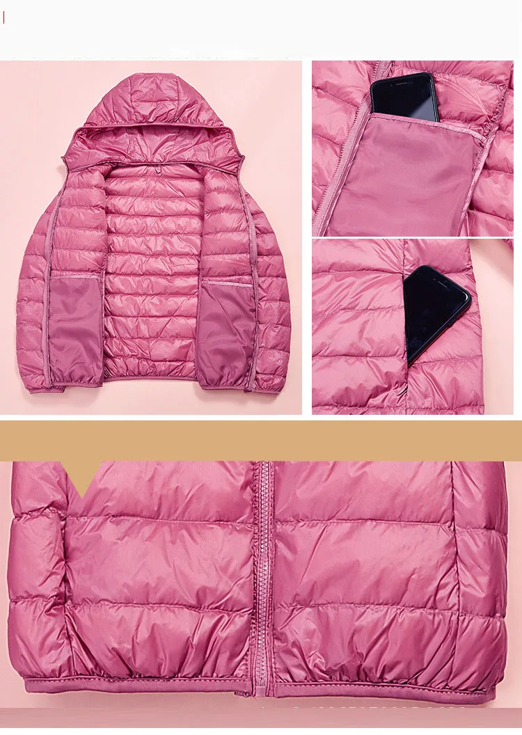 Ladies White duck down jacket Winter Slim Korean Women's Ultra Light Coat Long Sleeve Thickened Warm  Hooded Jacket Women S-8XL