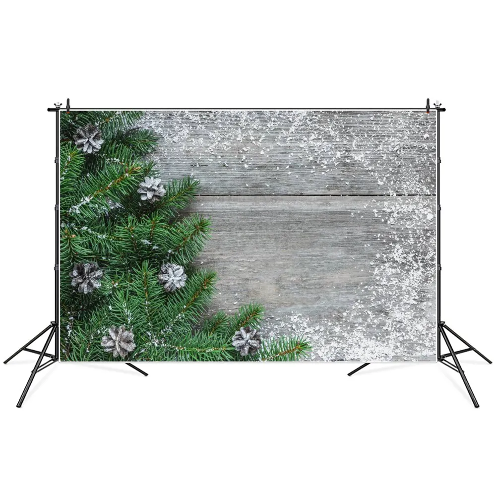 

Фон для фотосъемки с изображением рождественских сосновых конусов снега деревянных досок доски