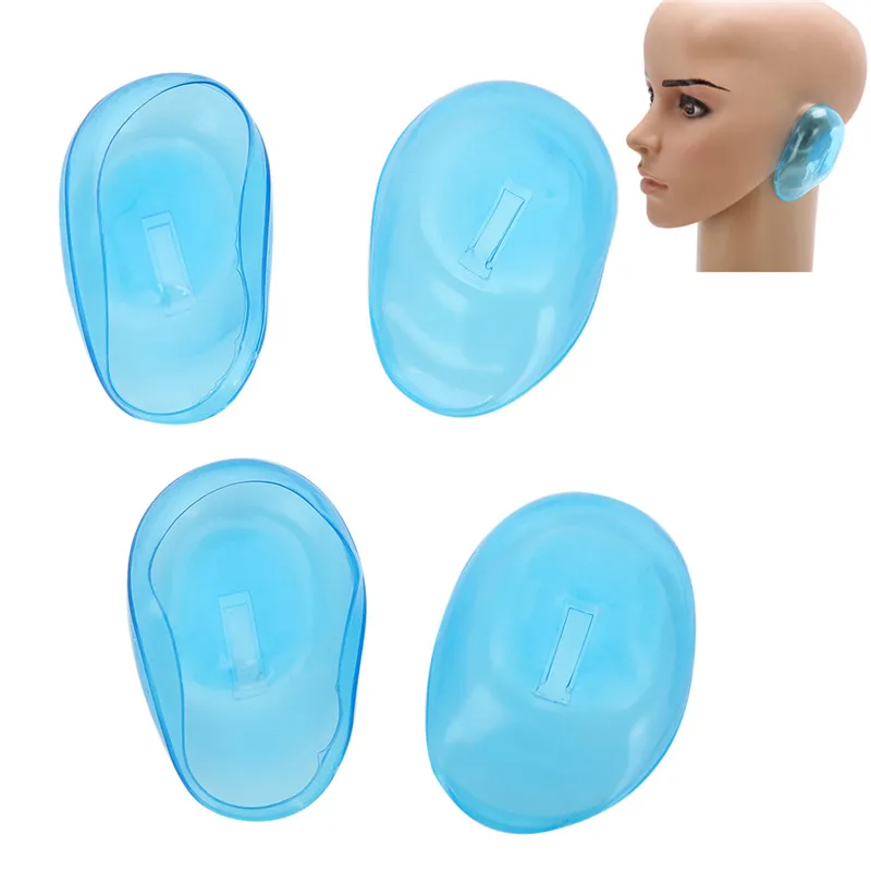 

2Pair/4pcs Clear Silicone Ear Cover Hair Dye Shield Protect Salon Color Blue New Styling Accessories