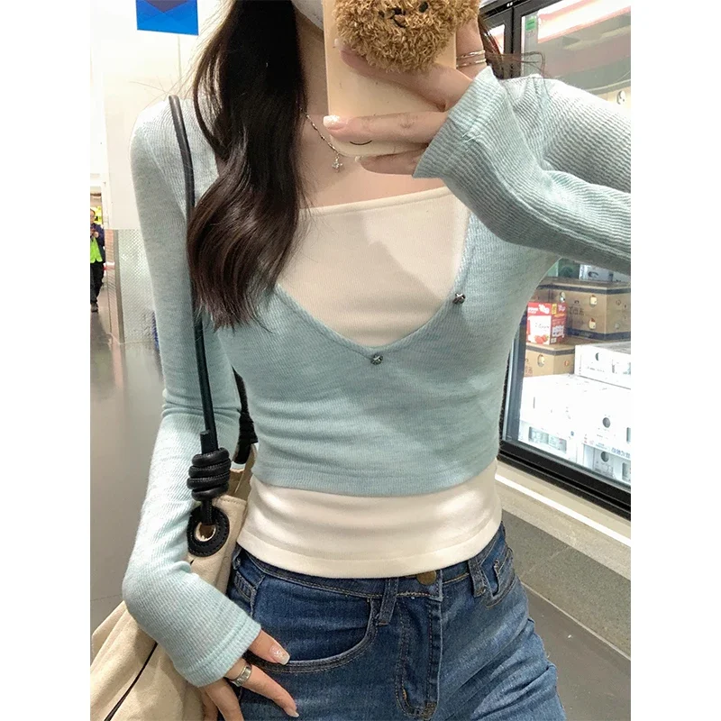 Женские футболки с длинным рукавом Hottie Expose Collarbone осень-зима искусственные топы