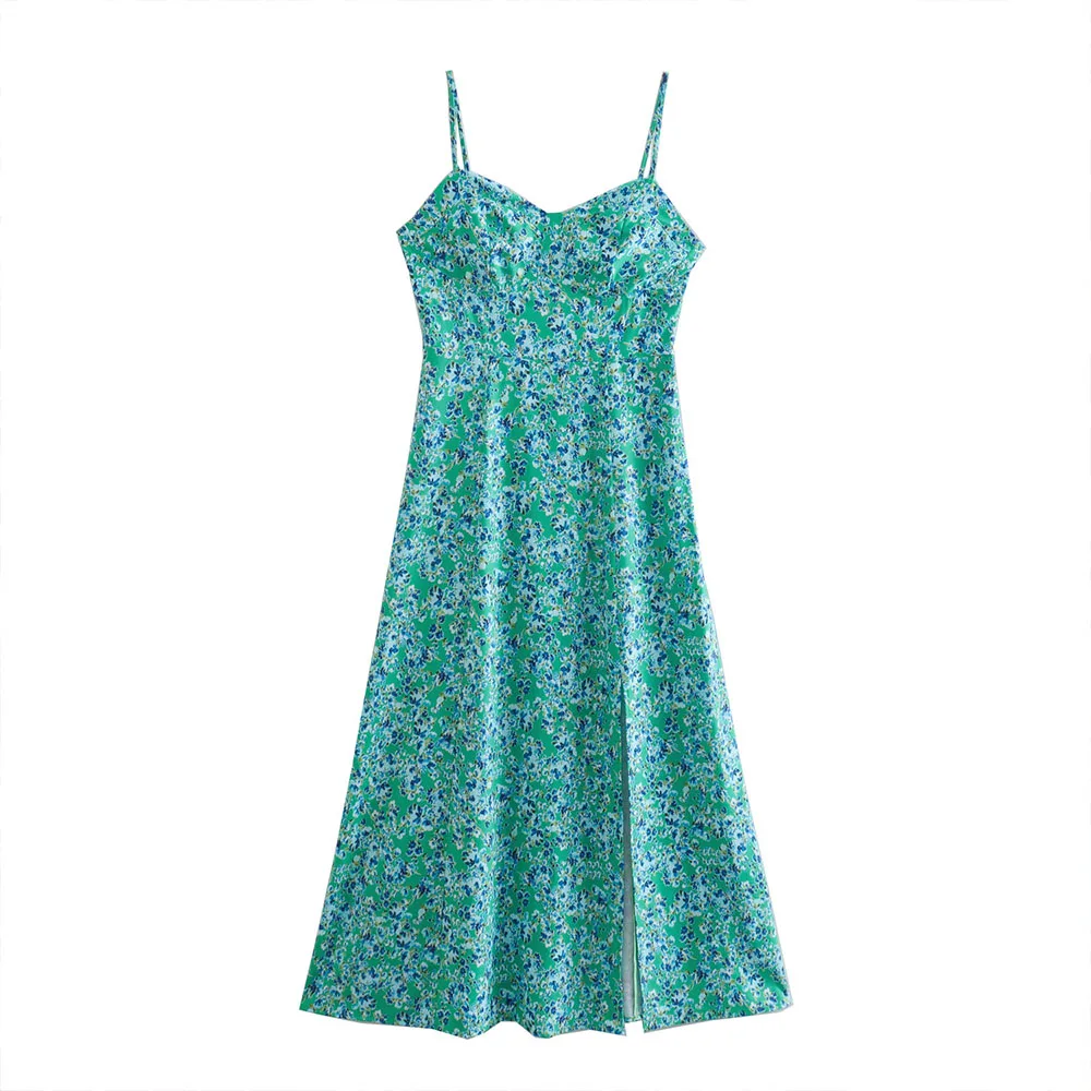 

Женское платье-корсет DiYiG, винтажное платье на тонких бретельках с цветочным принтом, эластичное платье с молнией сбоку и высокой талией, 2022