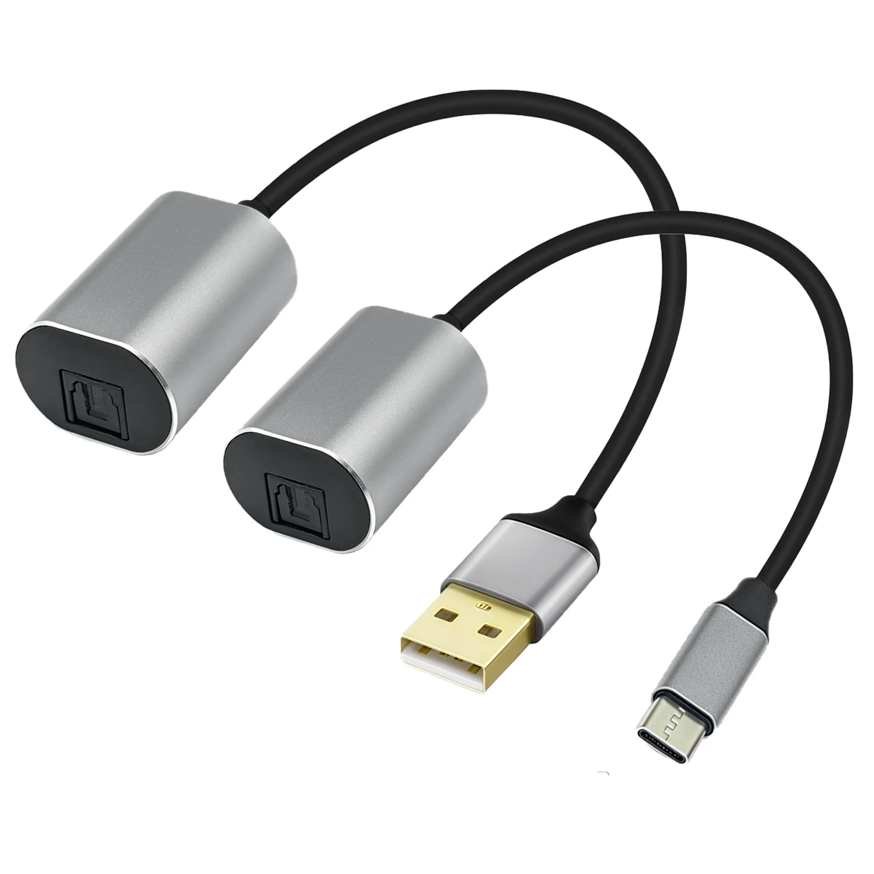 Фото Оптический аудиоадаптер USB-Toslink, кабель-конвертер USB A 2.0 (штекер) в порт SPDIF (цифровой оптоволоконный) для ноутбуков и ПК №1