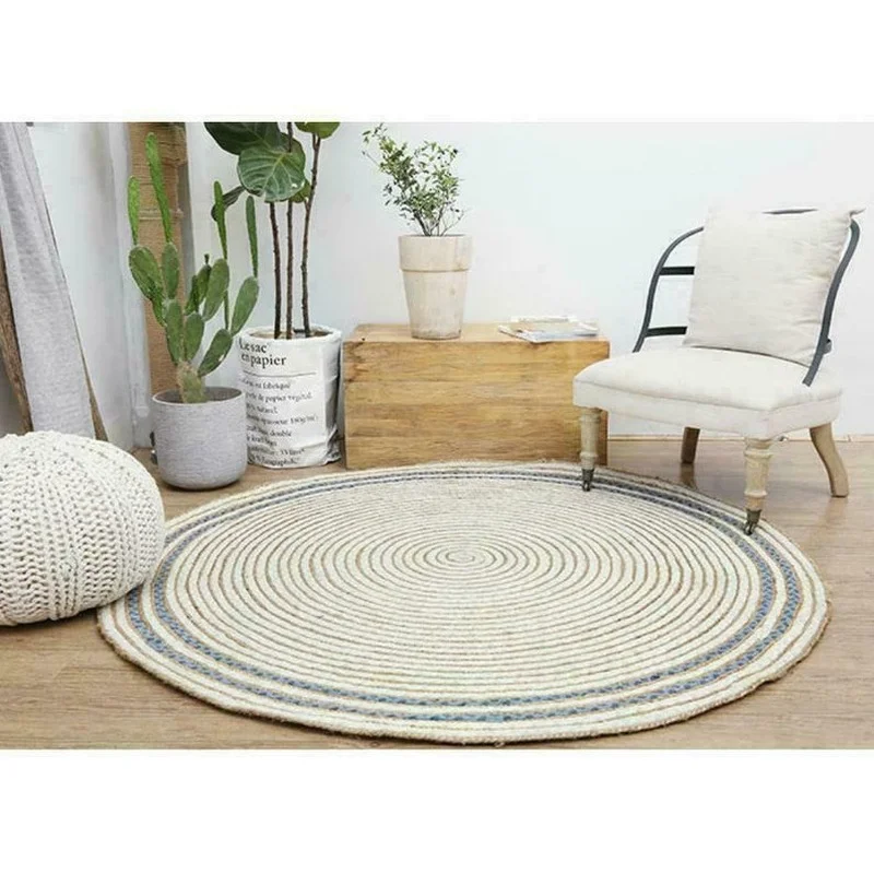Jute Natural Double-sided Handmade and Denim Rugs Modern Living Rustic Look Rags for Home Decoration Kitchen Mats for Floor