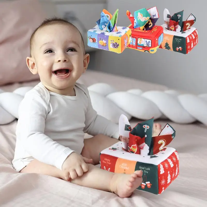 

Baby Tissue Box Soft Sensory Toys For Preschool Learning Toys STEM Toys Infant Toys For 1 Year Boys Girls Montessori Toys