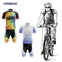 hirbgod new summer breathable cycling suit sets with reflective strips short sleeve jersey mens customizable outdoor team suits