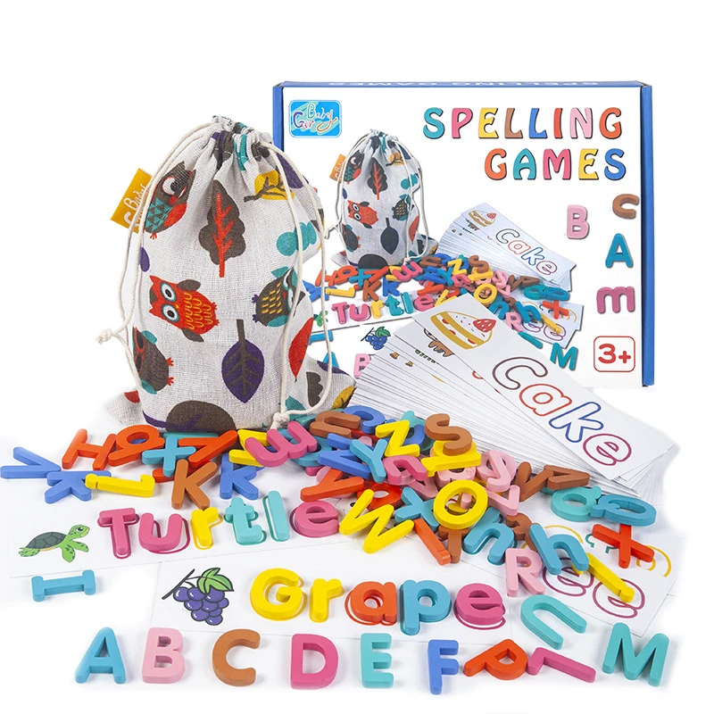 

78PCS Children Montessori Language Toys Card Alphabet Puzzle Game Early Educational Spelling Learning Toy For Toddler Preschool
