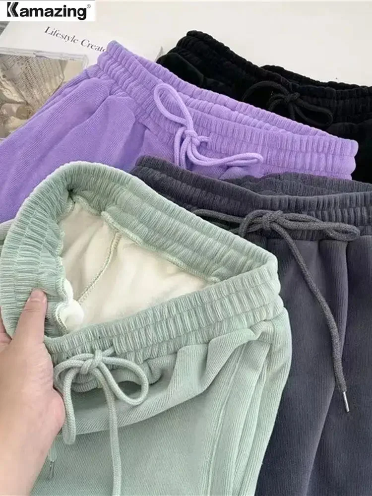 

Осенне-зимние женские повседневные спортивные брюки, модные флисовые теплые спортивные брюки, брюки для бега, женская спортивная одежда