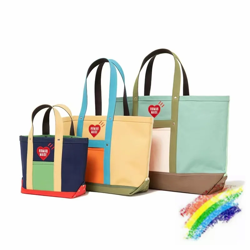 

Heart Embroidery HUMAN MADE Bag Men Women Best Quality HUMAN MADE Black Letter One Shoulder Messenger Bag Couple Canvas Bag