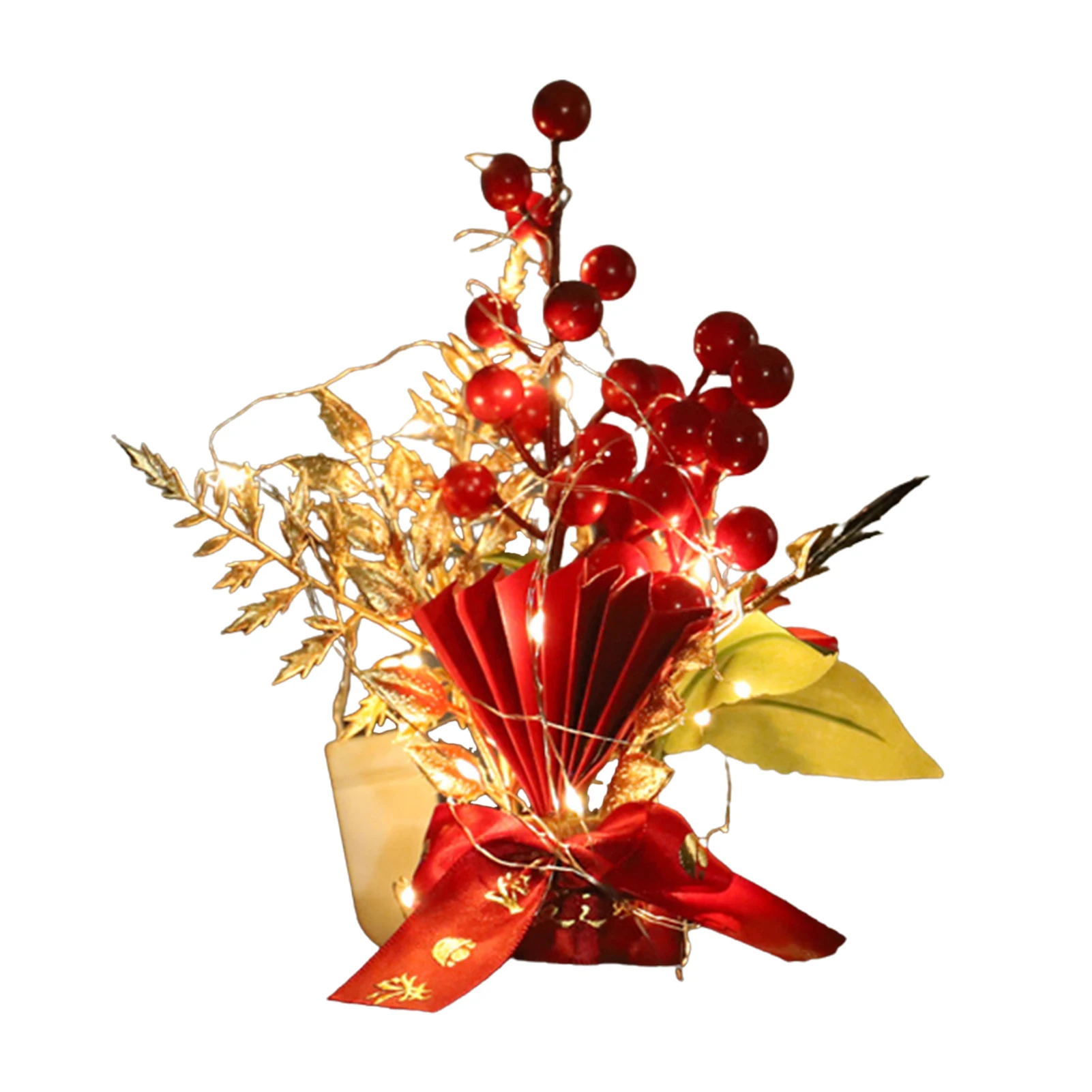 

Весенний фестиваль светодиодные цветы украшения 2022 китайский новый год удача везучий дерево золотой цветок искусственный цветок настольн...