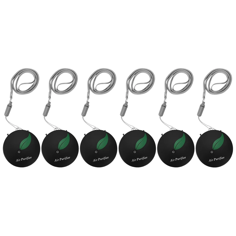 

6X Personal Wearable Air Purifier Necklace Mini Portable Air Freshner Ionizer Negative Ion Generator Black