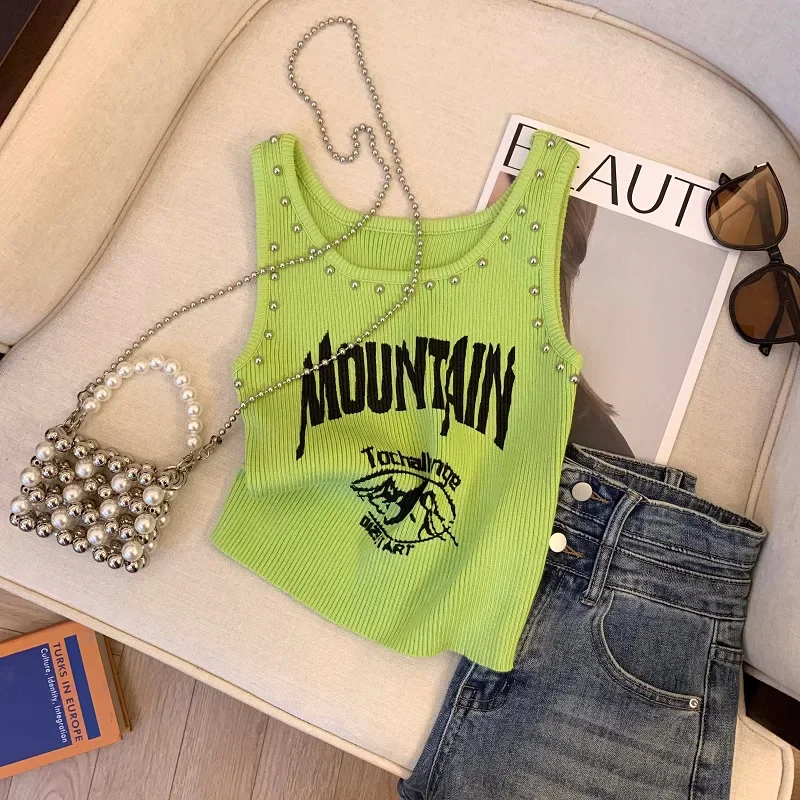 Укороченный топ с буквенным принтом в американском стиле для женщин летняя