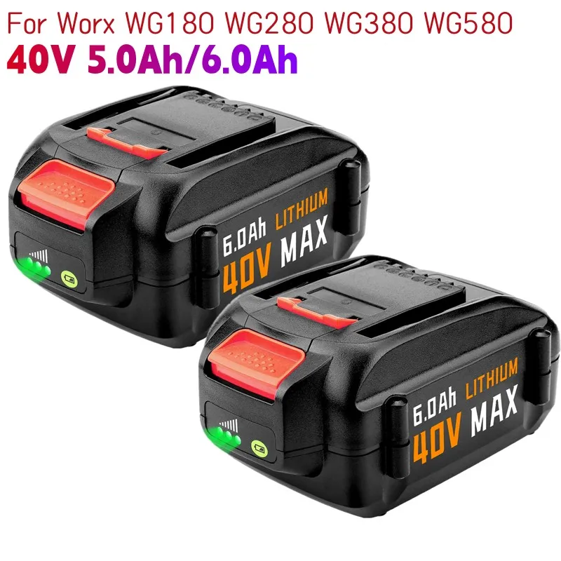 

Литиевая батарея 40 в 4,0/5,0/6,0 ач для садового устройства для газонокосилки Worx WG180 WG280 WG380 WG580 40 в