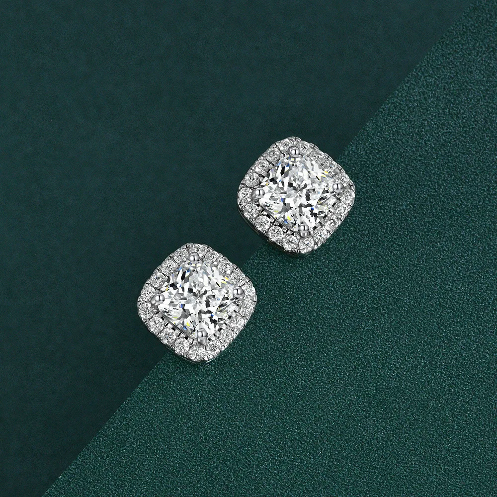 Boucles d'oreilles carrées à haute teneur en carbone, plaqué or 18K, 1CT, pour femmes, mariage, fiançailles, cadeau de mariée, bijoux