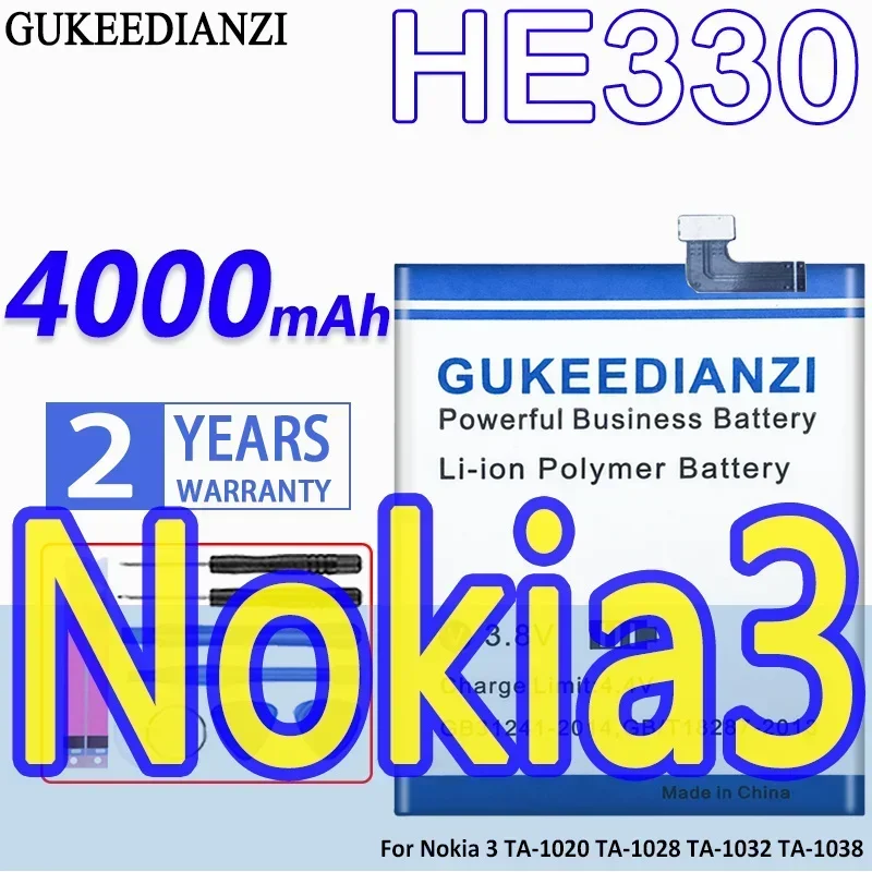 Аккумулятор GUKEEDIANZI большой емкости HE330 4000 мАч для Nokia 3 TA-1020 TA-1028 TA-1032 TA-1038 Nokia3