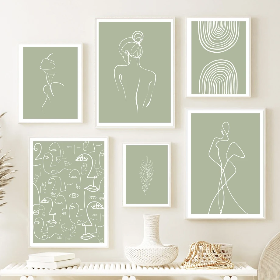 

Abstract Women Body Leaves Line Drawing Wall Art Canvas Painting Nordic Posters And Prints Wall Pictures For Living Room Decor