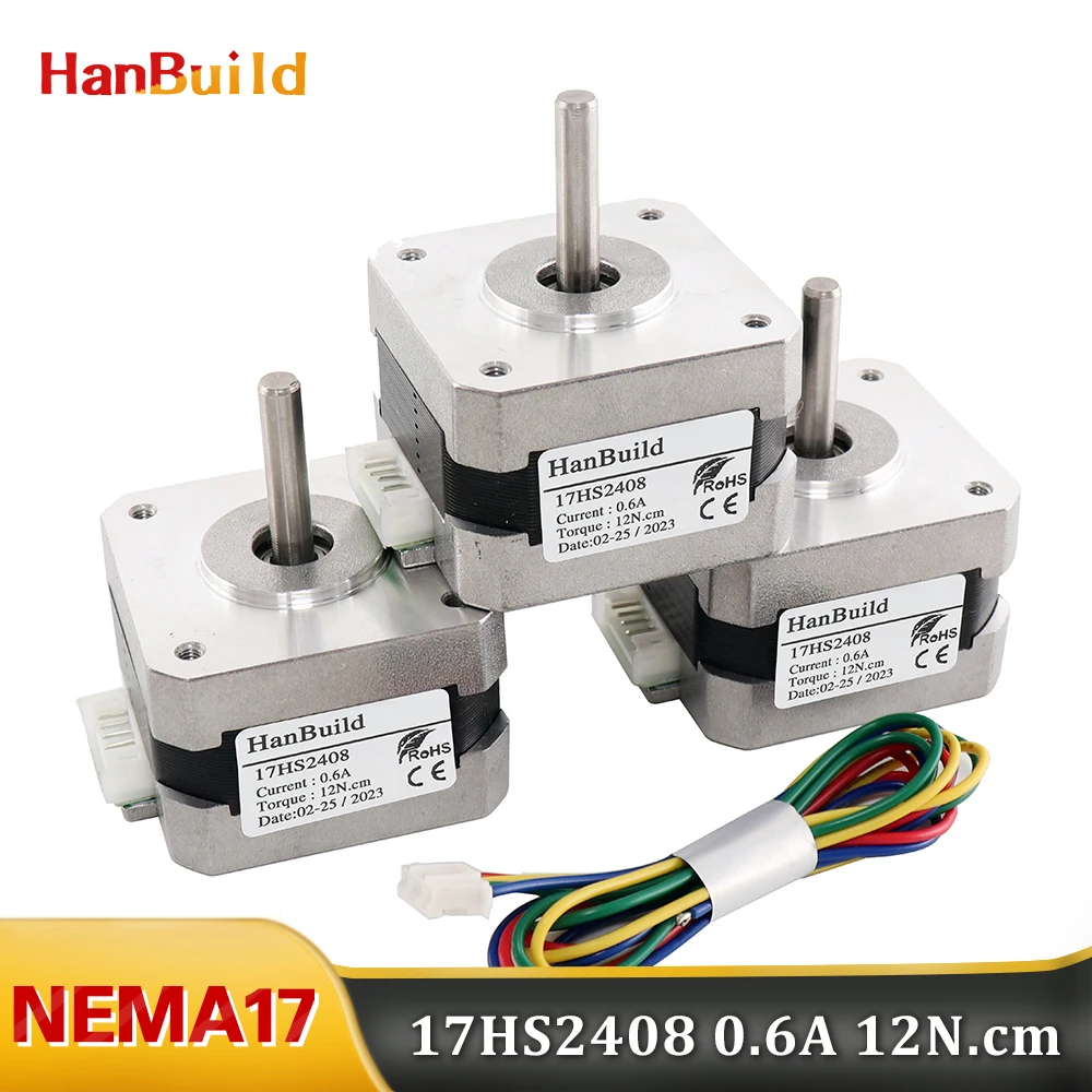 

3pcs 17 Stepper Motor 42 Phase 4 Leads Nema 1.8 17HS2408 Degree 42BYGH28 0.6A 12N.m For CNC Laser Engraver 3D Printer