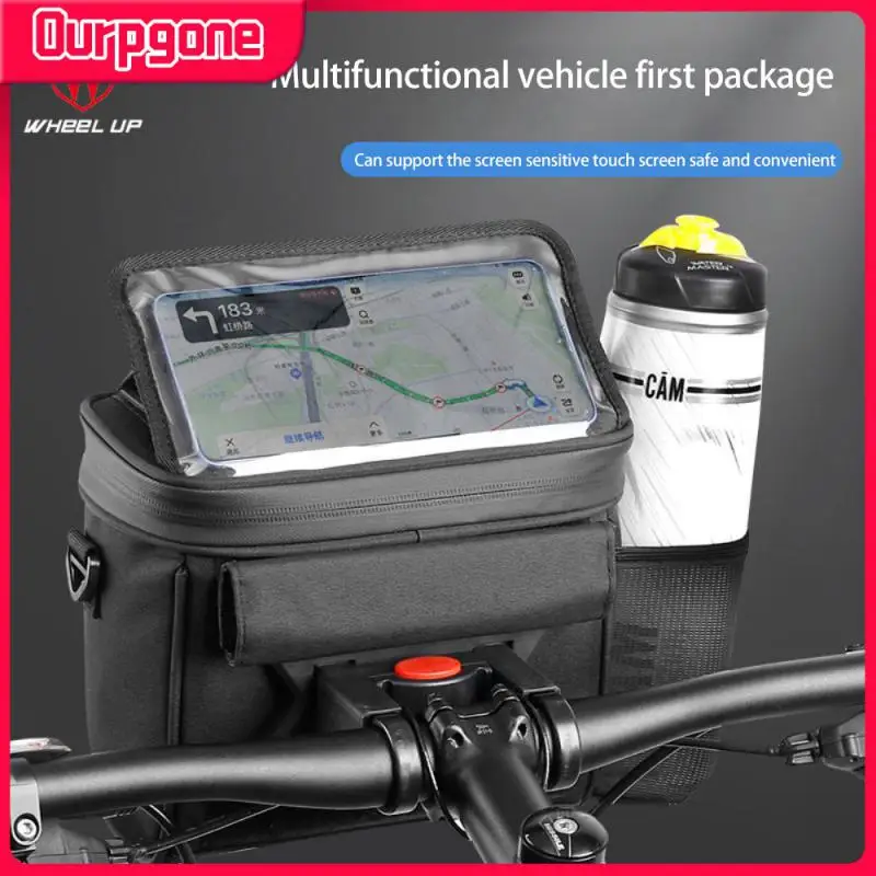 

Большая вместительная Передняя сумка со стандартным держателем для телефонов 6-7 дюймов, передняя сумка для велосипеда, водоотталкивающая Водонепроницаемая с сенсорным экраном