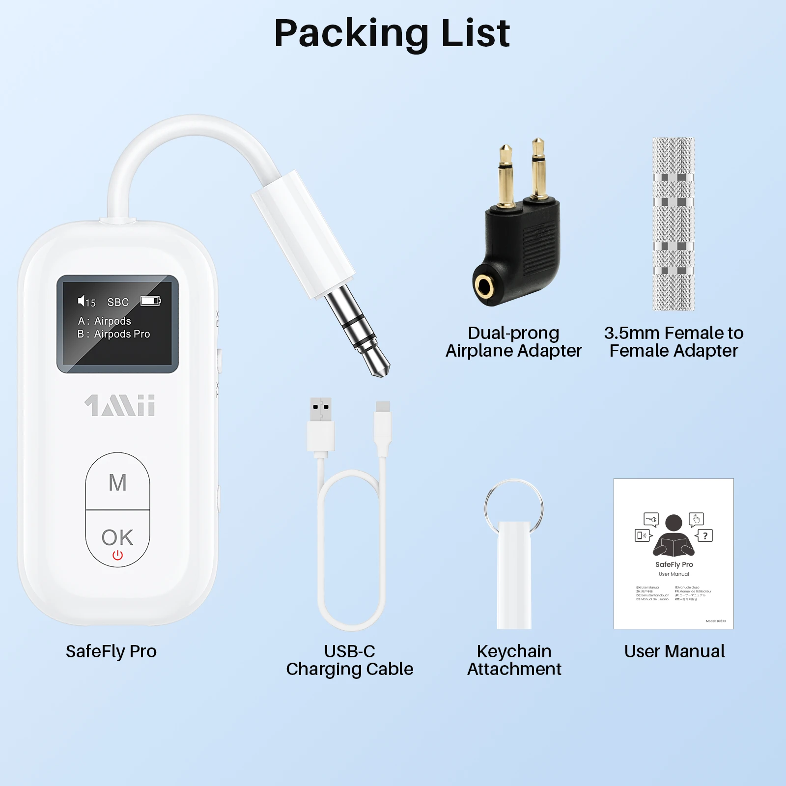 Адаптер Bluetooth 1Mii Airplane 3.5mm AUX с поддержкой Aptx-LLHD и адаптивным Bluetooth 5.2, беспроводной аудиопередатчик и приемник (art.: 3920dc2934775) - 3920dc2934775