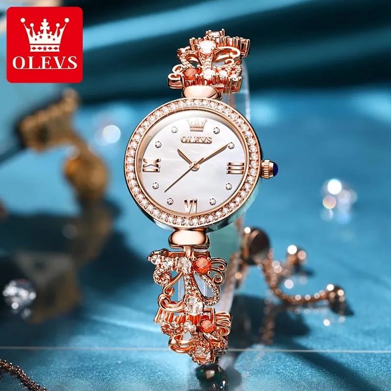

OLEVS Watch Casual Fashion Women Quartz Watch 2023 New Luxury Brand Diamond 30M Waterproof Clock Womens Watches Gift Reloj 9958