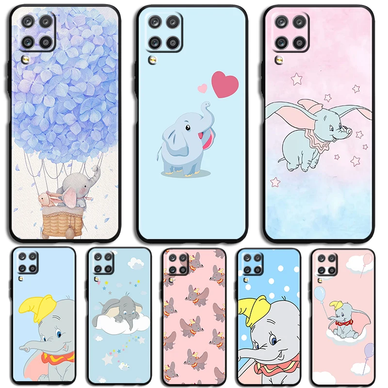 Pretty Dumbo Phone Case For Samsung Galaxy A73 A72 A71 A70 A53 A52 A51 A50 A42 A41 A40 A33 A32 A31 A30 A30S Black luxury Back