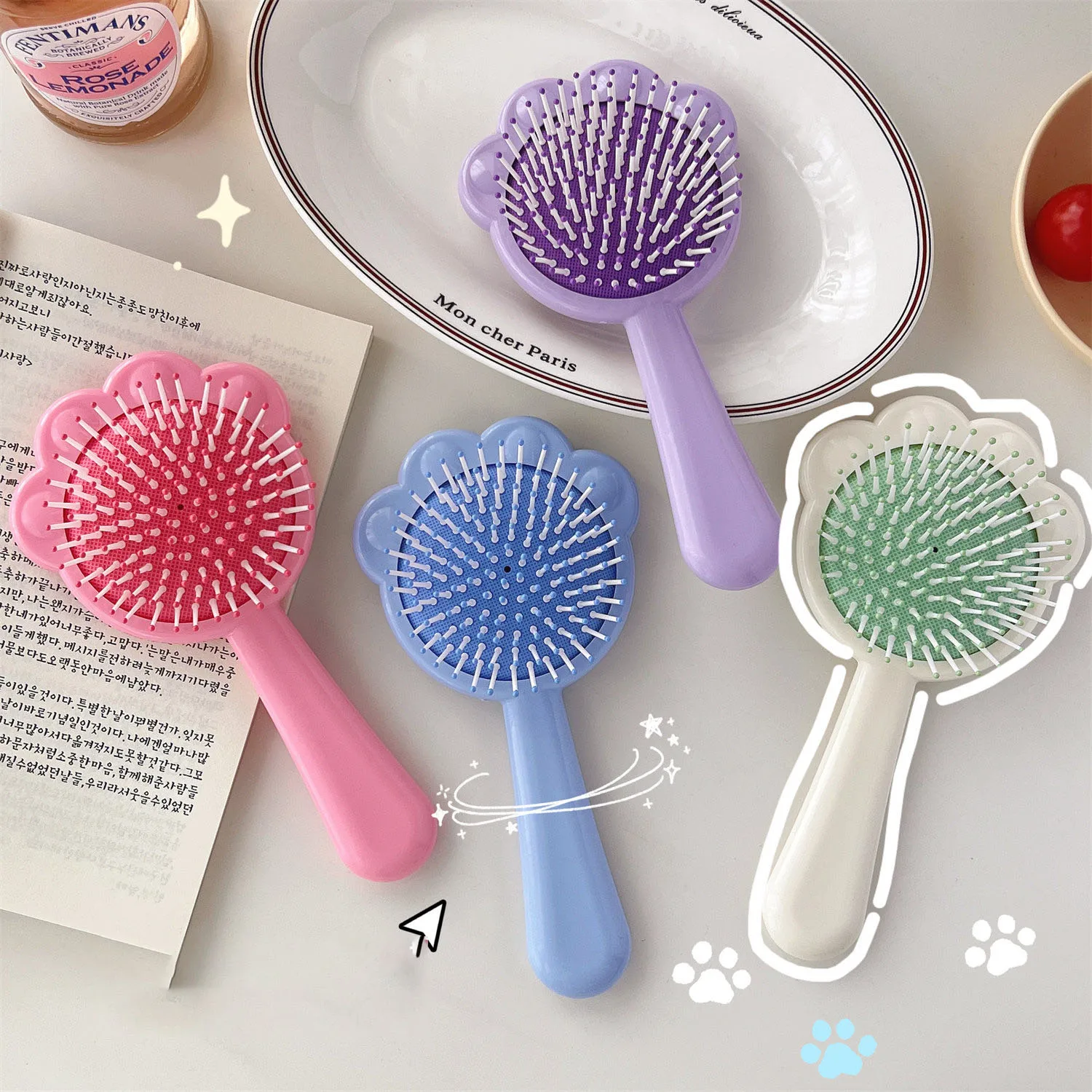 

1Pcs Cartoon Hair Comb Portable Air Cushion Comb Mini Kawai Cat Paw Travel Massage Comb For Girl Perfect Gift Hair Accessories