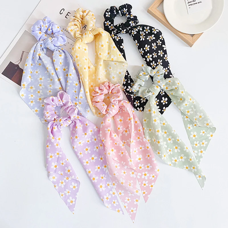

Long Streamer Headband Bow Ladies Hair Accessories Small Daisy Pattern Streamer Ribbon Simple Lady Girl Hair Accessories