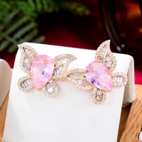 soramoore noble elegant zirconia cute butterfly earrings women fashion party daily boutique jewelry valentines day gift