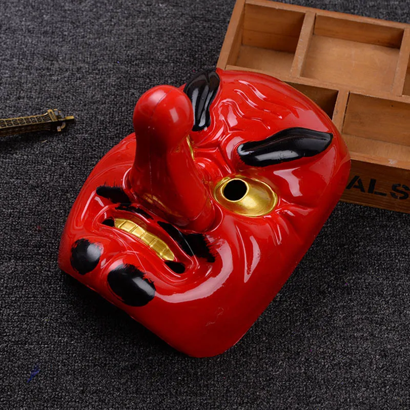 Пластиковая маска для Хэллоуина ужасная Красная Tengu с длинным носом реквизит
