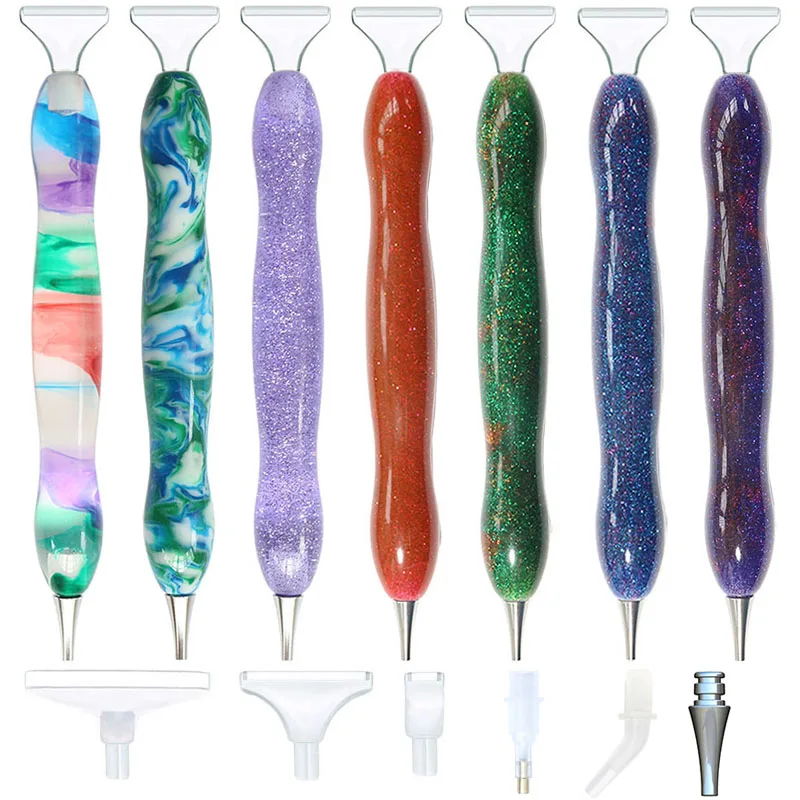 

New 5D Resin Diamond Painting Pen DIY Accessoires Tool Diamond Art Point Drill Pen Metal Pens Head Replaceable Multi Placer Tips