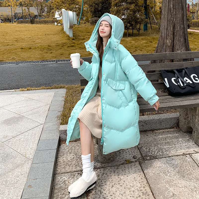 Women Hooded Down Jacket 2022 Long Jackets Overcoat Clothes Large Plus coats Windproof Warm White Duck Soft Loose Winter Coat