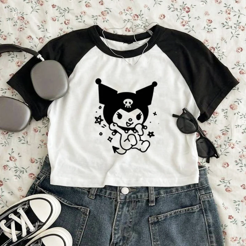 Футболка женская с принтом манги и коротким рукавом Y2k