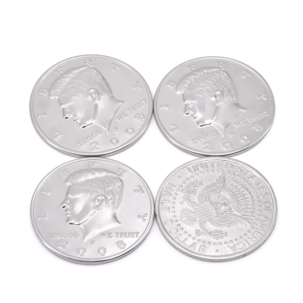 Фото Набор из 3+1 монет Jumbo Half Dollar Shells (диаметр 5,8 см) – один монетный диск для четырех фокусов, реквизит для фокусов крупным планом, аксессуары для комедийных представлений №3