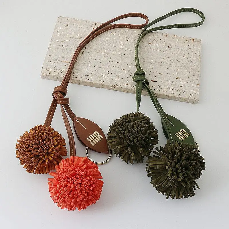 Сумка с цветочным шаром подвеска на шнурке кожаная замша гортензия цветок рюкзак