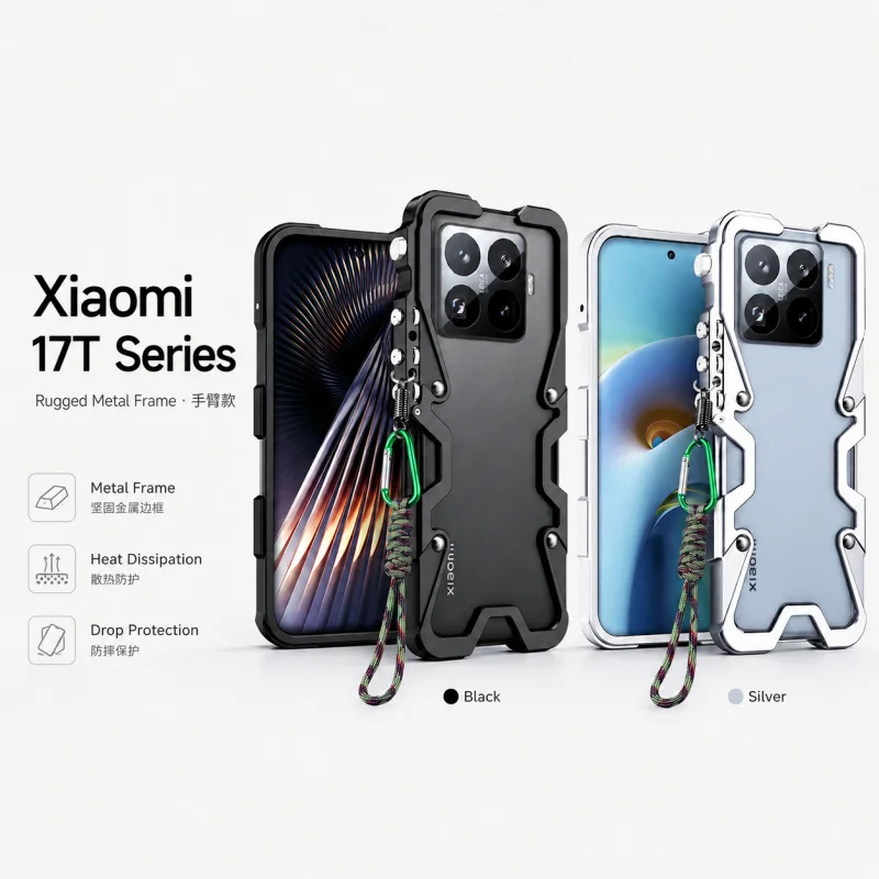 Фото Чехол-бампер металлический с охлаждающей рамкой для Xiaomi 17T Pro/17T, противоударный, бронированный №2