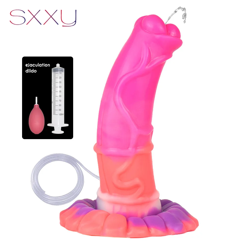 SXXY New Luminous Horse Dildo Ejaculation Monster Anal Plug With Sucker Sex Toy For Adult Masturbation Massage Penis Stimulation