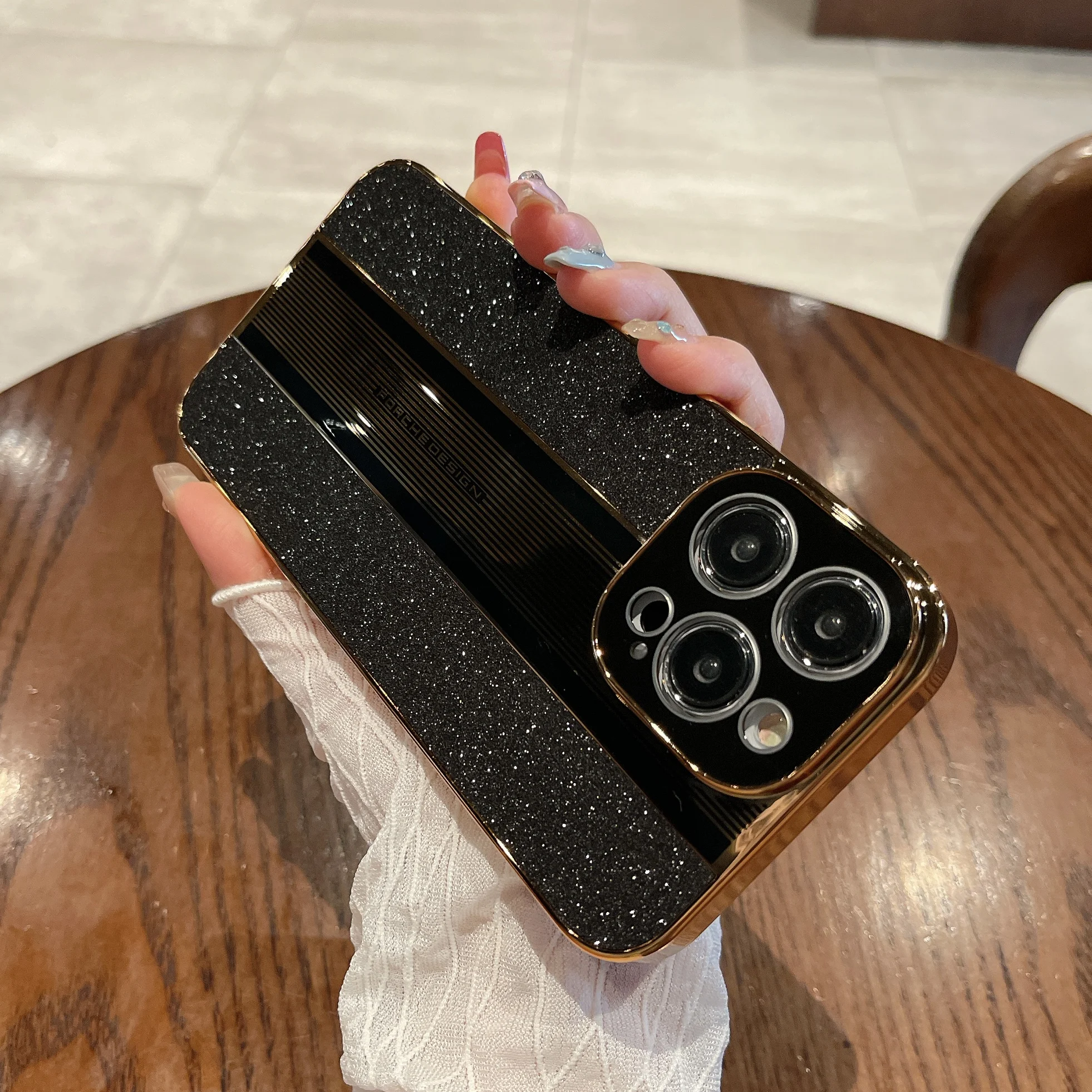 

Luxury Glitter Plating Phone Case For iPhone 14 13 12 Pro Max 14Pro 13Pro Electroplating Lens Protection Shockproof Cover Funda