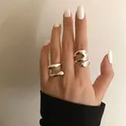 2022 минималистичные Простые открытые регулируемые серебряные кольца для женщин, модные креативные Асимметричные геометрические ювелирные изделия для дня рождения
