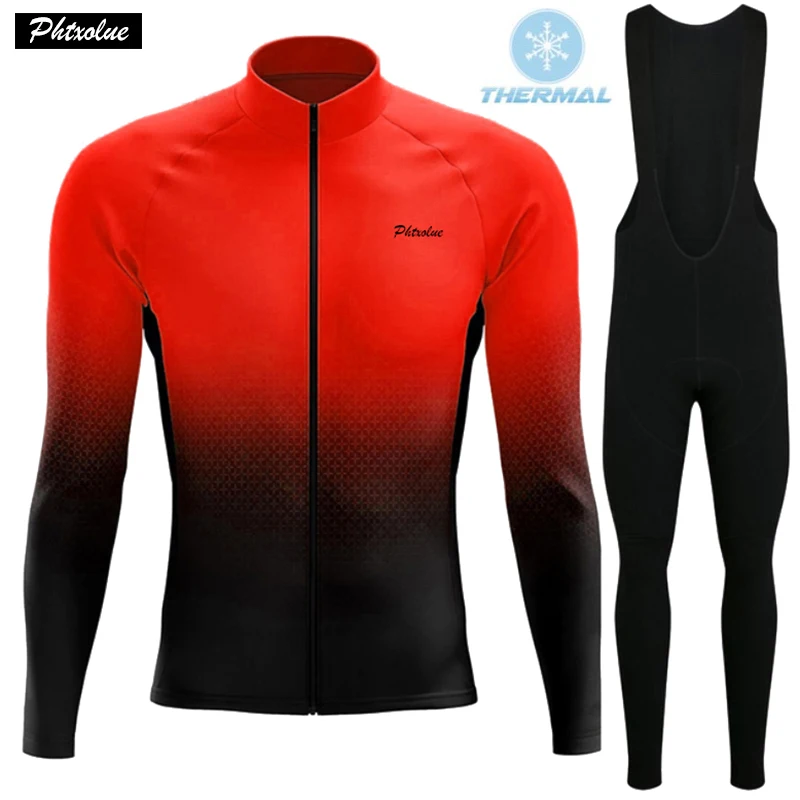 

Phtxolue Winter Thermal Fleece Long Sleeve Cycling Clothing Men Cycling Set Cycling Jersey Set Mtb Bike Suit Bicycle Wear Kit