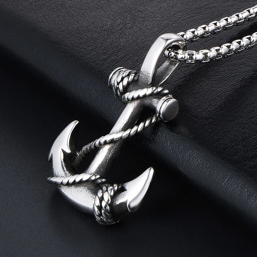 

Vintage Personality Viking Anchor Necklace Pendant For Men Punk Stainless Steel Chain Anchor Pendant Men Jewelry Gift