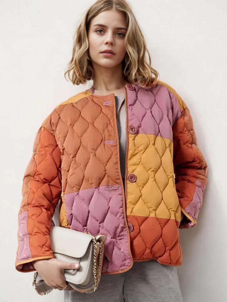 Художественная клетчатая куртка в стиле ретро с хлопковой подкладкой женская