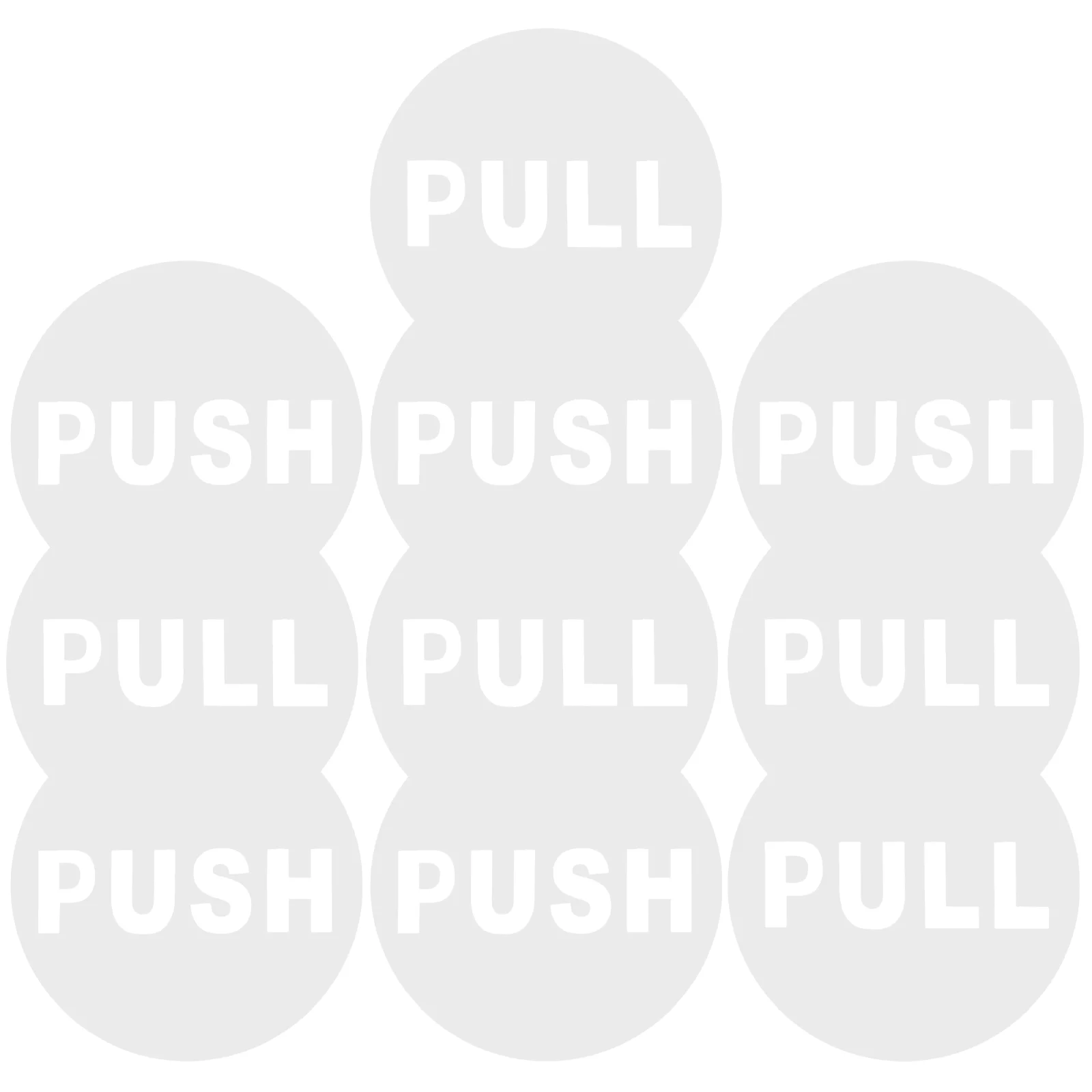 

10 Sets of Reusable Push Stickers Delicate Door Reminding Signs Hollowed Door Stickers