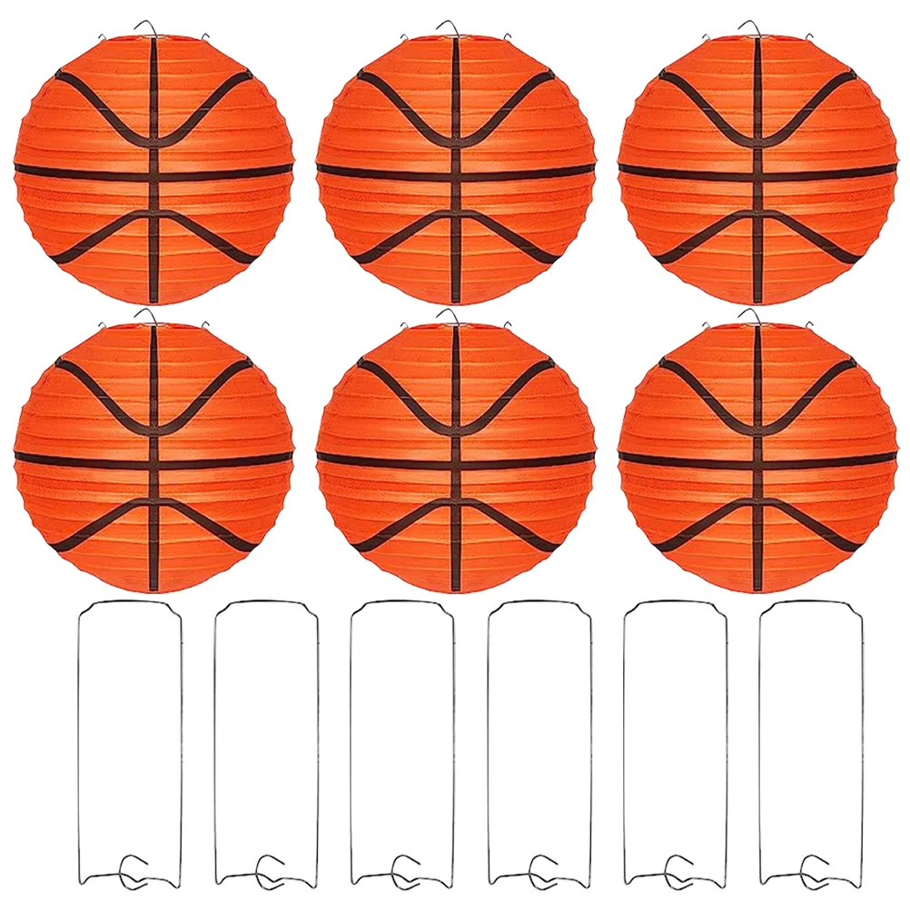 

6 Pcs Basketball Paper Lantern Football Decor Creative Hanging Lanterns Chandelier Decorative Ceiling Shape Theme Party