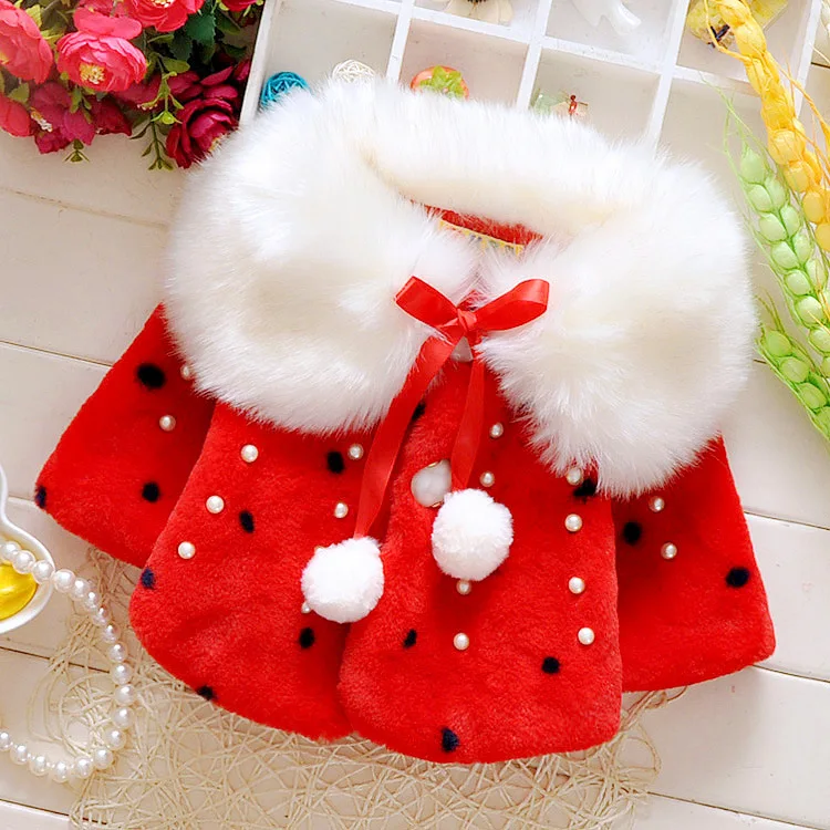 

Lovely Long Sleeve Furry Cape New Infant Baby Girl Winter Jacket Warmer Coats Newborn Outerwear Autumn Winter