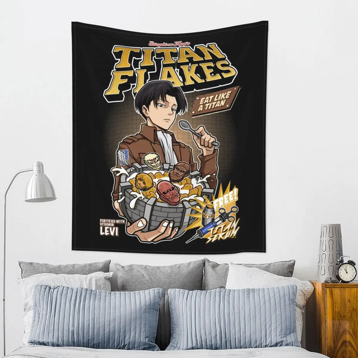 

Titan Flakes Shingeki No Kyojin Attack On Titan Tapestry Hippie Wall Hanging AOT Room Decor Background Cloth Psychedelic Blanket