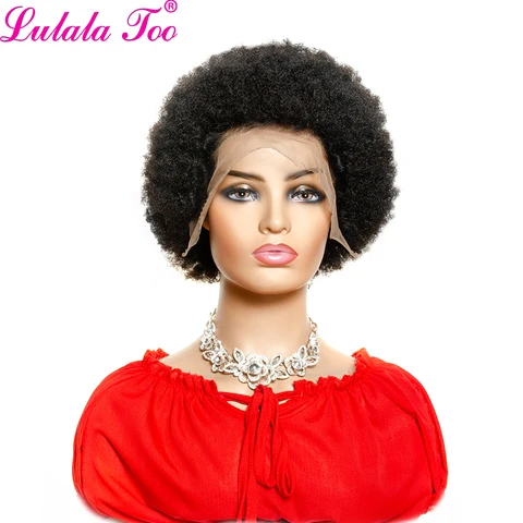 Короткие афро-пуховые парики, бразильские 13x 4, парики на шнурках, натуральные цвета, афро кудрявые Человеческие волосы Remy, парики для чернокожих женщин 150% YIDA